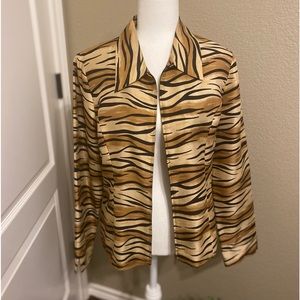 Silkland 100% Silk Tiger Print Jacket Size 10